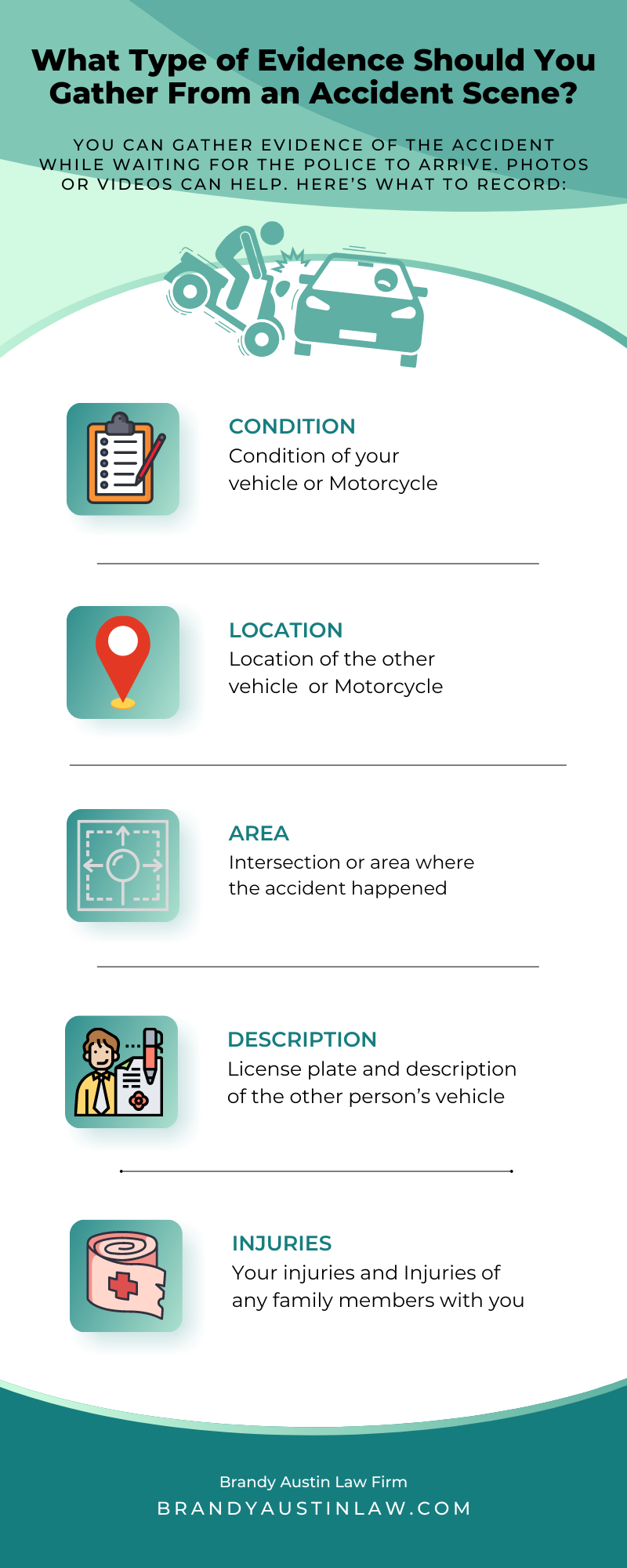 What Type of Evidence Should You Gather From an accident Scene Infographic