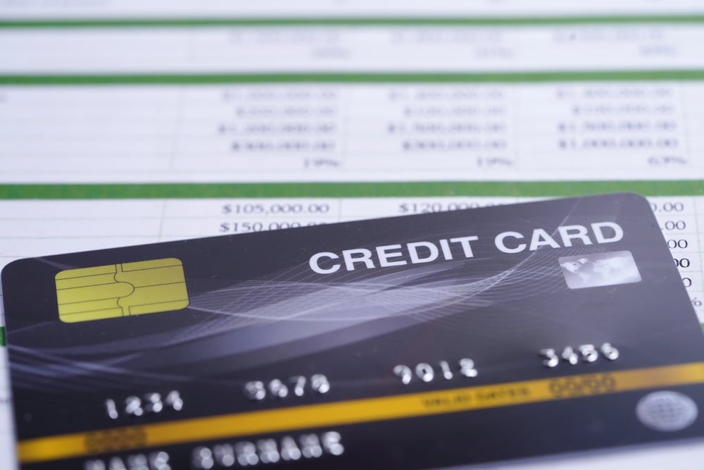 credit card and statement showing bankruptcy